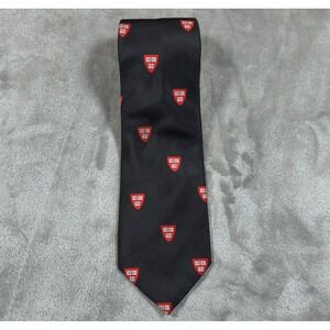 Harvard College Tie Men Black President Association Veritas Shield Silk Made USA